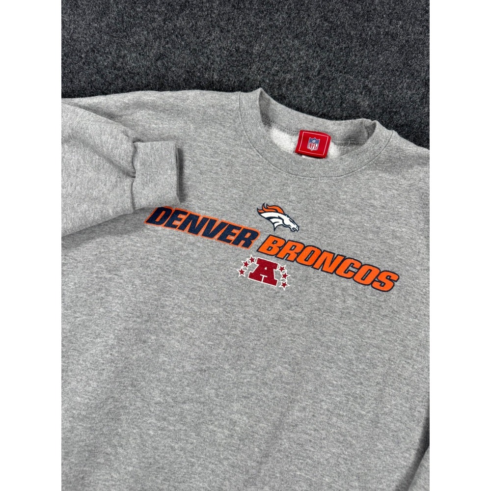 Denver Broncos NFL Crewneck Sweatshirt Mens 2XL Gray AFC Football Pullover